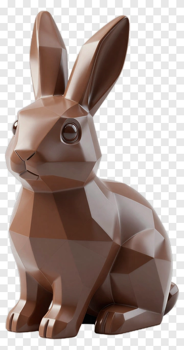 3D Brown Rabbit Figurine PNG