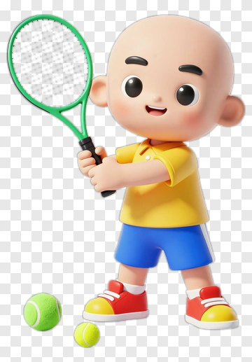 Cartoon Boy Playing Tennis PNG