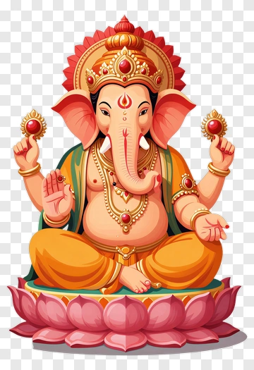 Colorful Lord Ganesha Sitting On A Lotus PNG