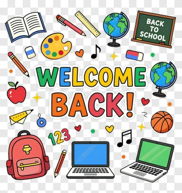 Back To School Welcome Sign With School Supplies PNG