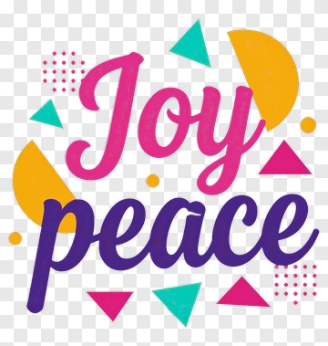 Joy Peace Typography With Colorful Shapes PNG