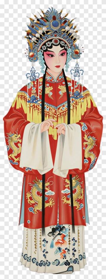 Traditional Chinese Opera Performer In Elaborate Costume PNG