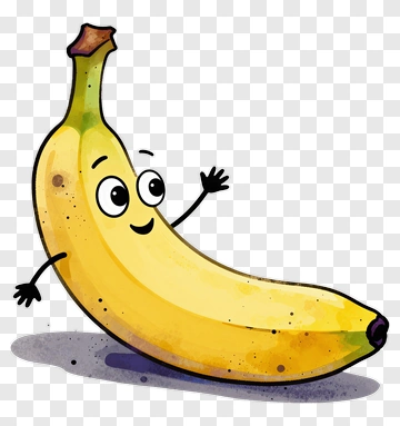 Cartoon Banana Waving Hello PNG