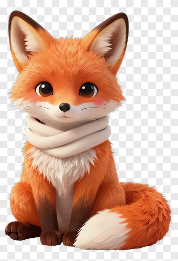 Cute Cartoon Fox With A Scarf PNG
