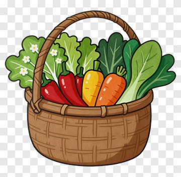 Vegetable Basket With Fresh Produce PNG