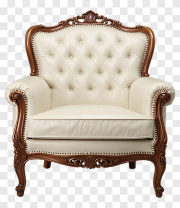 Vintage Armchair With Ornate Wood Details PNG