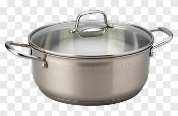 Stainless Steel Cooking Pot With Lid PNG