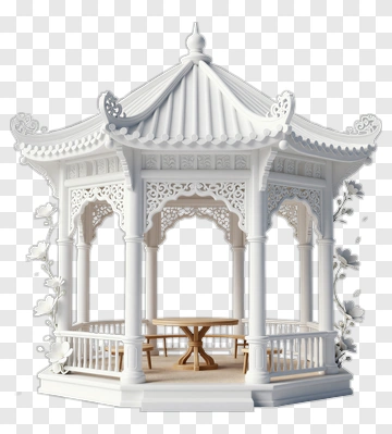 White Gazebo With Intricate Design PNG