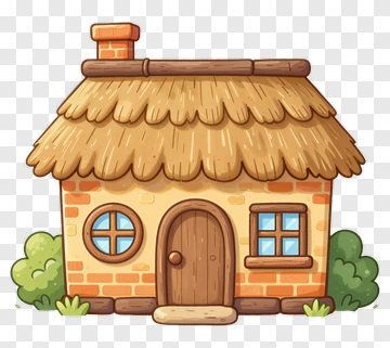 Cartoon House With Thatched Roof PNG