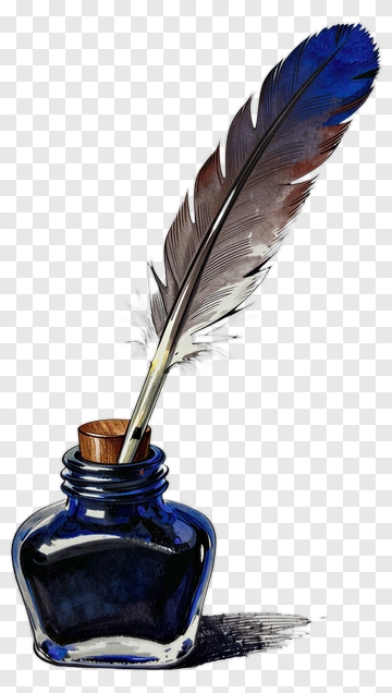 Ink Bottle With Quill Pen PNG