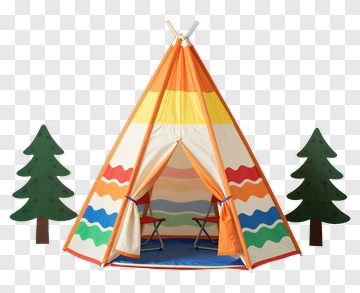 Colorful Teepee Tent With Trees PNG