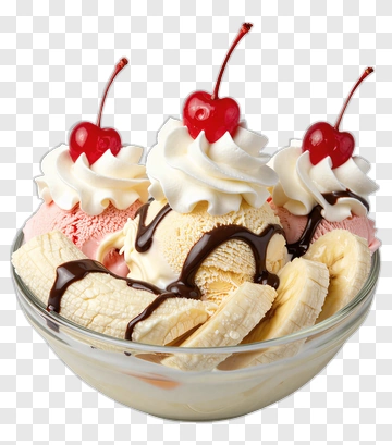 Ice Cream Sundae With Cherries And Whipped Cream PNG