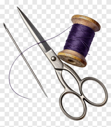 Sewing Scissors And Purple Thread Spool PNG