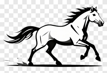 Running White Horse PNG