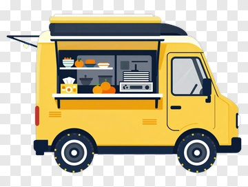 Yellow Food Truck With Fresh Produce PNG