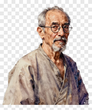 Watercolor Portrait Of An Elderly Man PNG