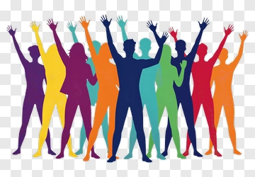 Colorful Silhouettes Of People Celebrating PNG