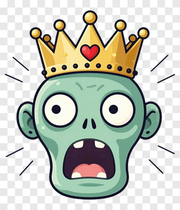 Cartoon Zombie With A Crown PNG