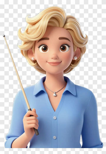 Cartoon Teacher Holding A Pointer PNG