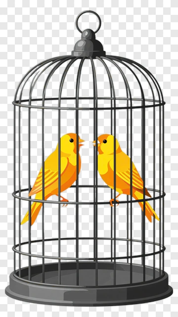 Canary Birds In A Birdcage PNG