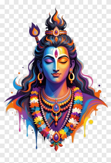 Colorful Portrait Of Hindu God Shiva PNG