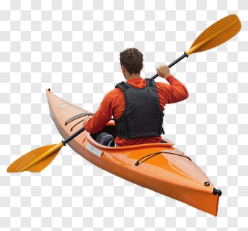 Man Kayaking In An Orange Kayak PNG