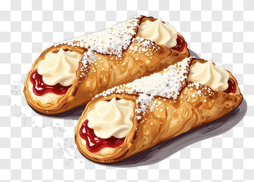 Delicious Cannoli With Cream And Cherry Filling PNG