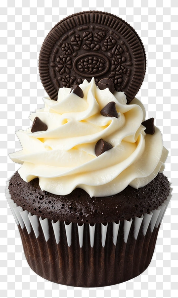 Chocolate Cupcake With Oreo Topping PNG