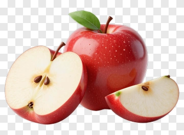Red Apple With Slices PNG