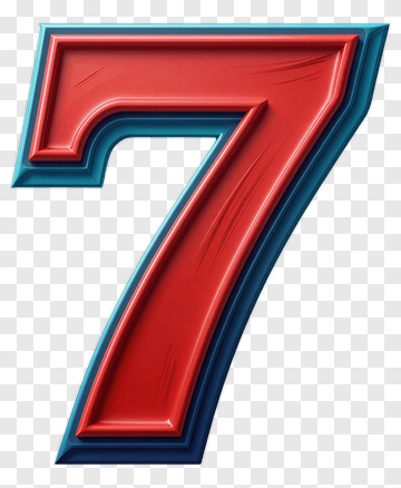 3D Number Seven In Red And Blue PNG