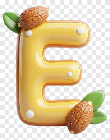 Colorful Letter E With Almonds PNG