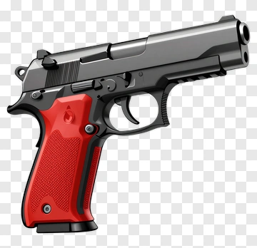 Handgun With Red Grip PNG