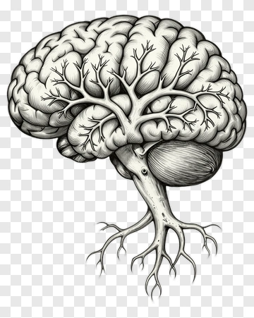 Artistic Brain With Roots PNG