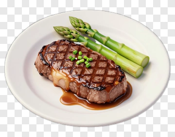 Grilled Steak With Asparagus PNG