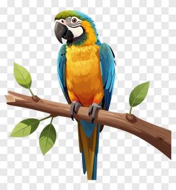 Colorful Macaw Perched On A Branch PNG
