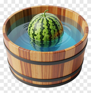 Watermelon In A Wooden Barrel PNG