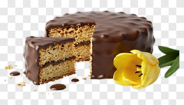 Chocolate Cake With Yellow Tulip PNG