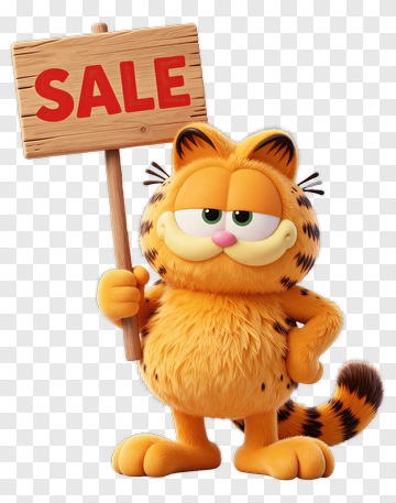 Cartoon Cat Holding A Sale Sign PNG