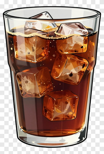 Glass Of Cola With Ice Cubes PNG