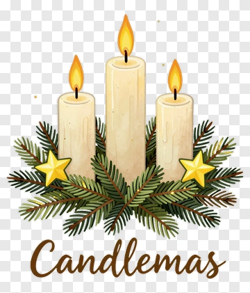 Candlemas Candles With Pine And Stars PNG