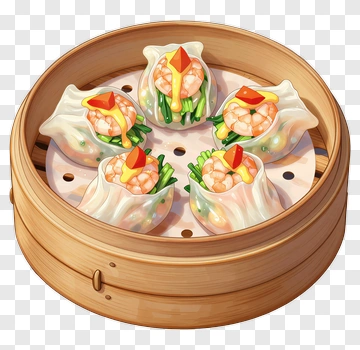 Steamed Dumplings In A Bamboo Steamer PNG