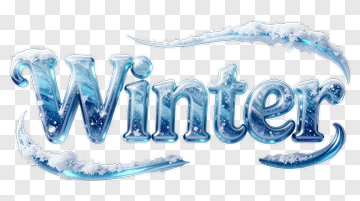 Winter Text Design With Icy Effects PNG