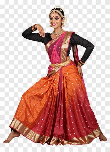 Indian Classical Dancer In Colorful Attire PNG