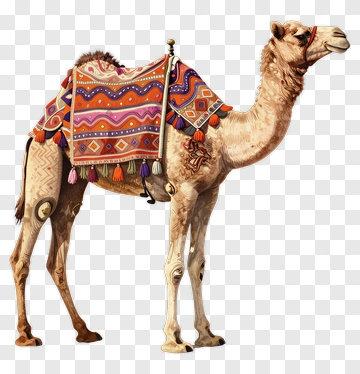 Decorative Camel With Colorful Saddle PNG