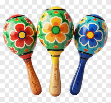 Colorful Maracas With Floral Designs PNG