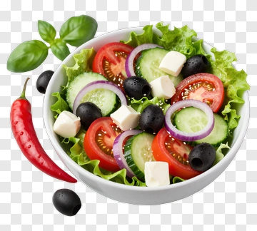 Fresh Vegetable Salad With Olives And Cheese PNG