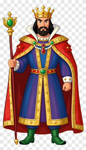 Cartoon King Holding A Scepter PNG