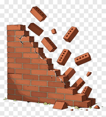 Cartoon Crumbling Brick Wall PNG