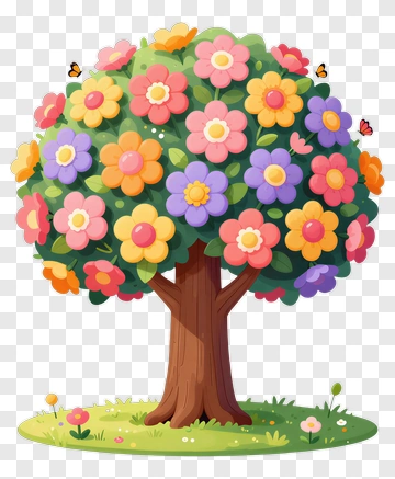 Colorful Flowering Tree PNG