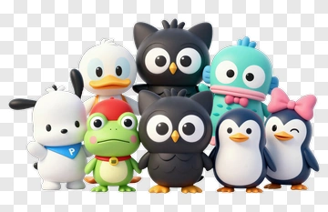 Cartoon Animal Characters Group PNG